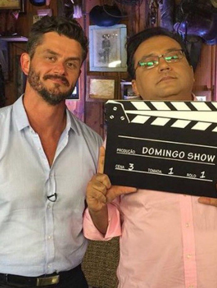 Marcos Harter com Geraldo Luis no programa 'Domingo Show'