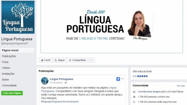 Professora de Portugu�s, Maria do C�u Marques Monteiro criou fanpage para falar sobre o idioma