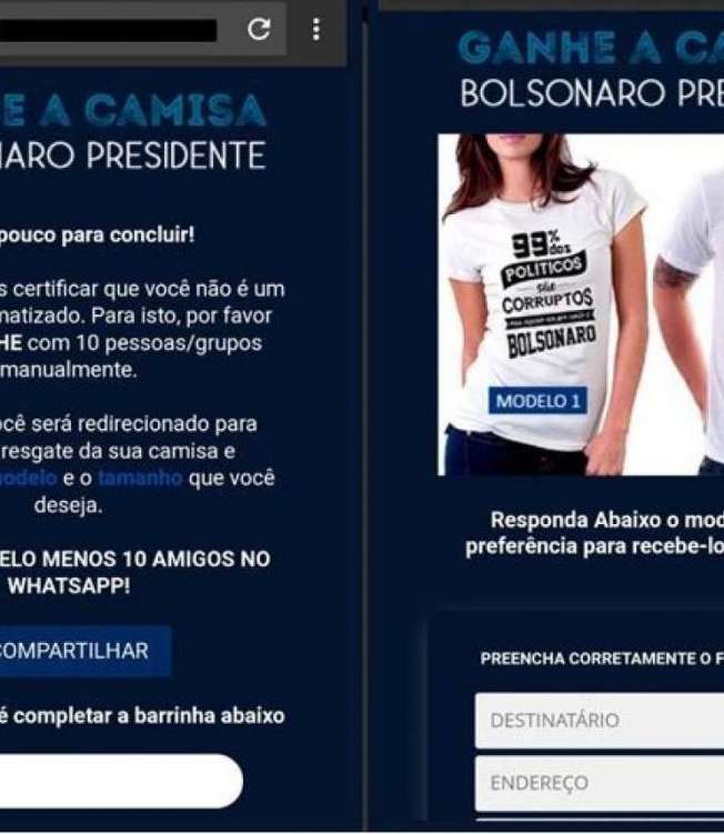 Golpe promete camisa do candidato Jair Bolsonaro