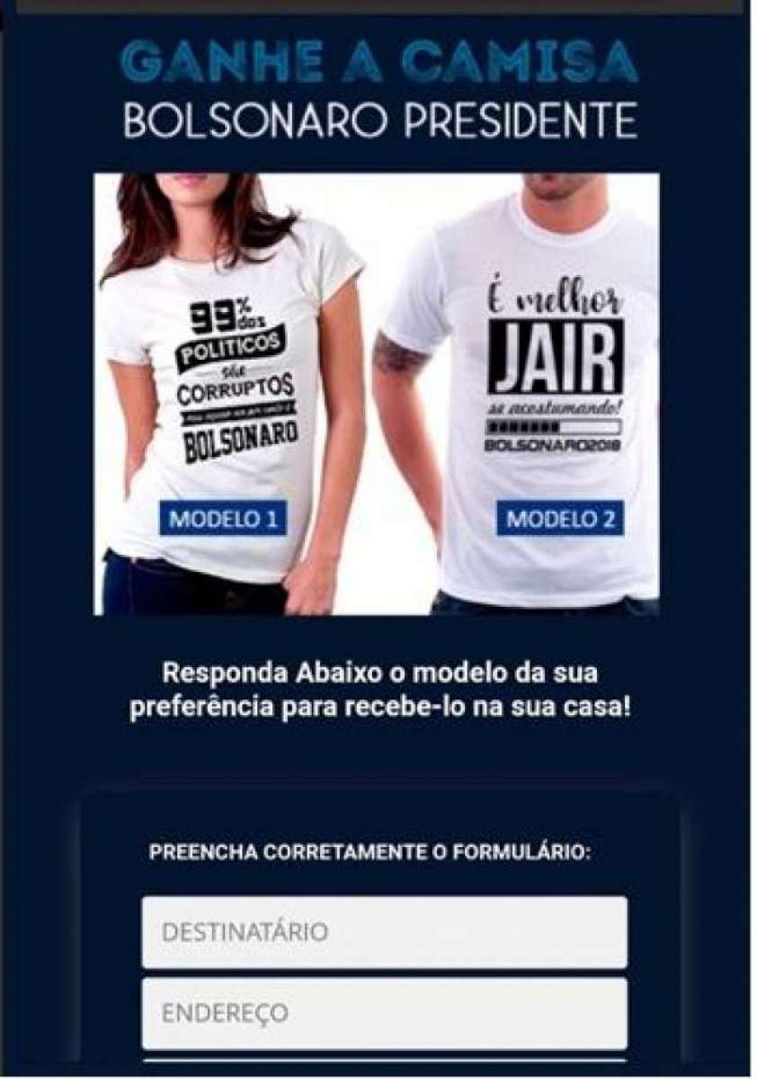 Golpe promete camisa do candidato Jair Bolsonaro