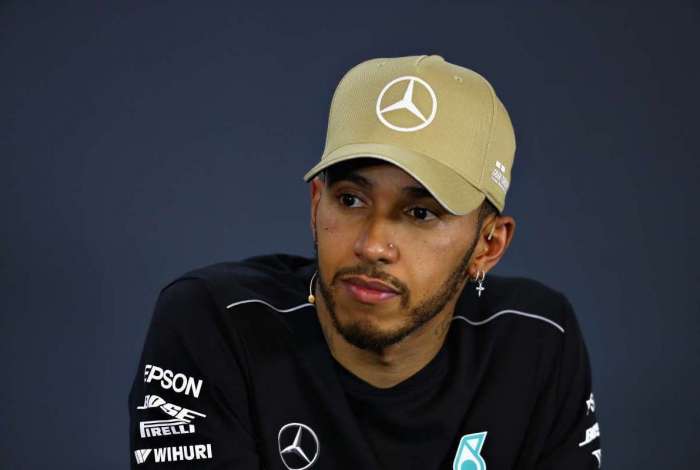 AUSTIN, TX - OCTOBER 21: Third placed Lewis Hamilton of Great Britain and Mercedes GP looks on in the press conference after the United States Formula One Grand Prix at Circuit of The Americas on October 21, 2018 in Austin, United States.   Mark Thompson/Getty Images/AFP
      Caption