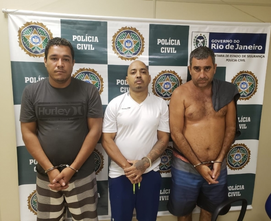 Os tr&ecirc;s presos ontem na Opera&ccedil;&atilde;o Toro. Da esquerda para direita: Maxwell, Leandro e Carlos Eduardo