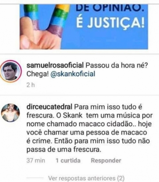Seguidor critica e é rebatido por Samuel
