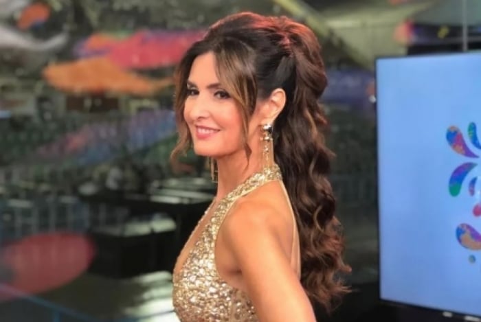 Fátima no estúdio da Globo