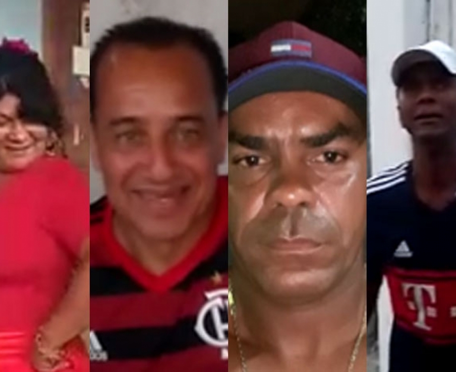 Vítimas da chacina em São Gonçalo: Janete Bezerra dos Santos Ribeiro, de 59 anos; José Luiz Caetano; Fábio Rosa de Souza, de 41 anos; e Waldir Pinto Oliveira Sobrinho, 60 anos