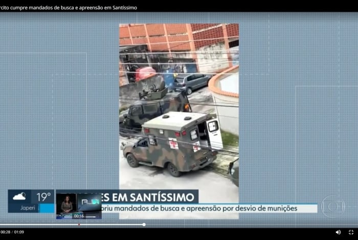 Blindados do Exército foram usados na operação em Santíssimo
