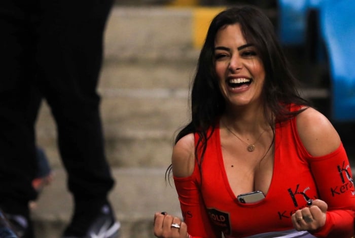 Porto Alegre (RS), 27/06/2019 - BRASIL-PARAGUAI - Larissa Riquelme, torcedora simbolo do Paraguai, durante partida valida pelas quartas de final, da Conmebol Copa America 2019, na Arena do Gremio, em Porto Alegre, na noite desta quinta-feira (27). (Foto: Fernando Alves/Photo Premium/Agencia O Dia) 
      Local