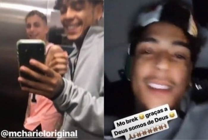 MC Kevin e amigo sendo levados na viatura 