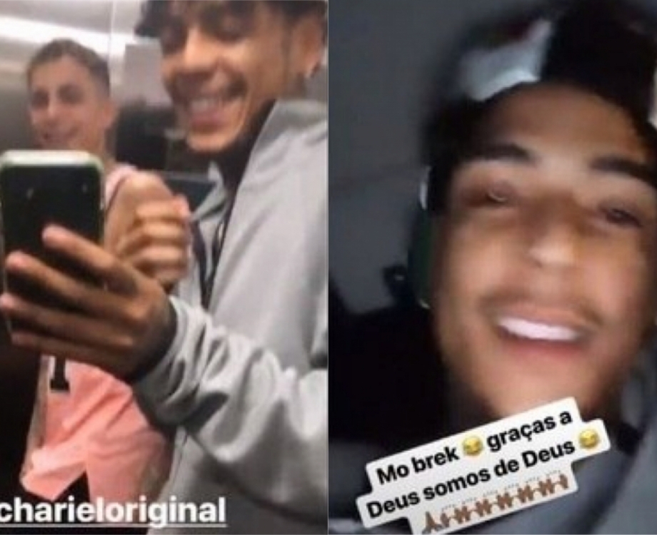 MC Kevin e amigo sendo levados na viatura 