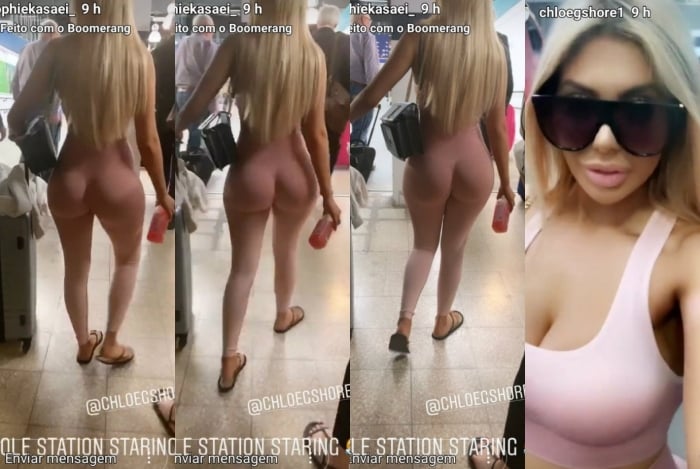 Chloe Ferry passeia de body nude apertadinho em estação de trem, em Londres 