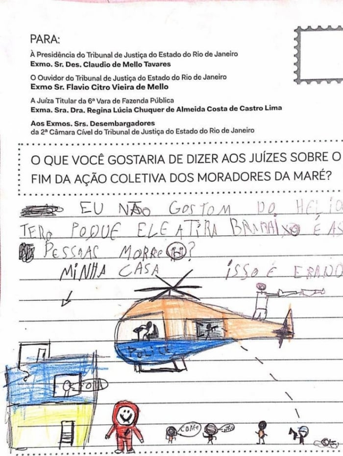 Em cartas, crianças pedem o fim da violência nas favelas