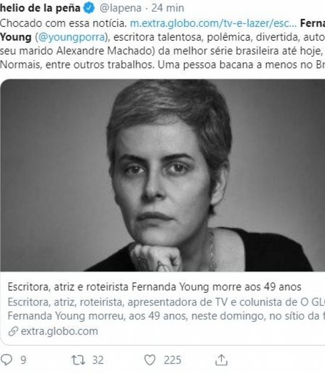 Nas redes sociais, celebridades lamentam a morte de Fernanda Young