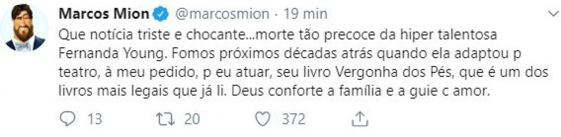 Nas redes sociais, celebridades lamentam a morte de Fernanda Young