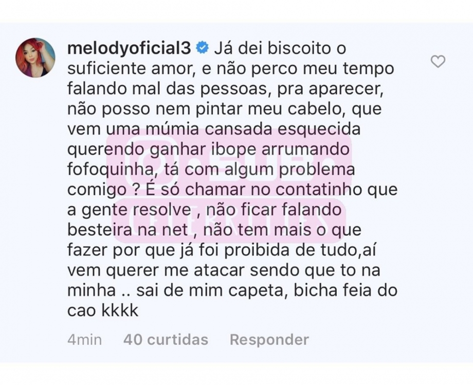 Mc Loma e Melody protagonizam treta nas redes sociais