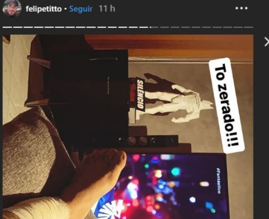 Felipe Titto leva mordida de seu cachorro no momento em que vai pular na piscina