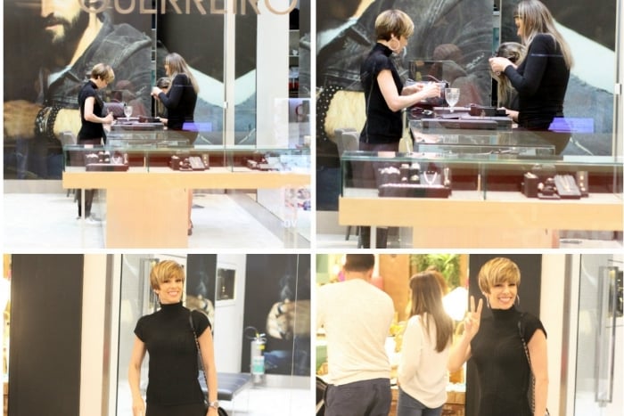 A apresentadora da TV Globo foi ao Fashion Mall, em São Conrado 