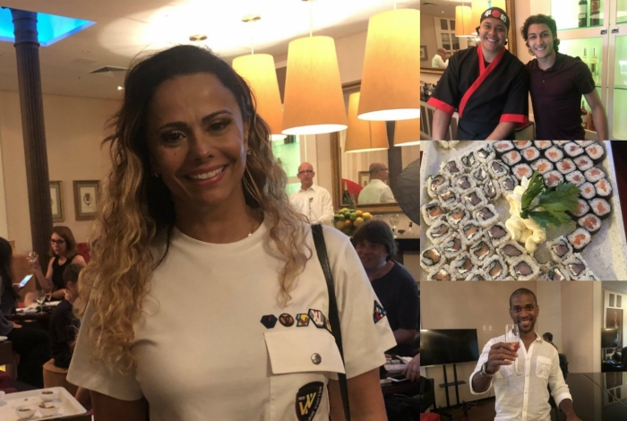 Viviane Araújo vai a inauguração de Sushi Lounge