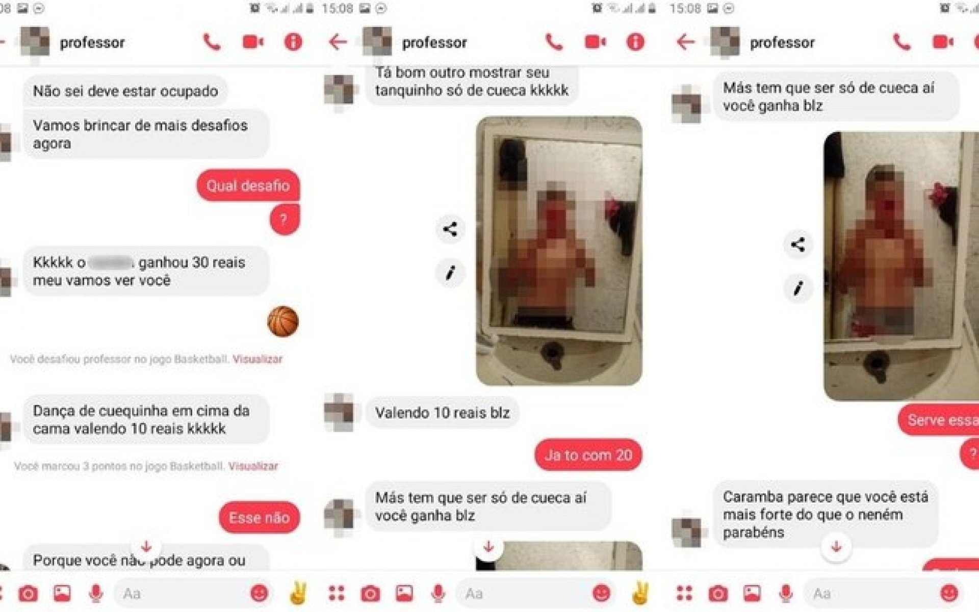 Prints das conversas entre professor e aluno foram obtidos pelo canal ISTV
