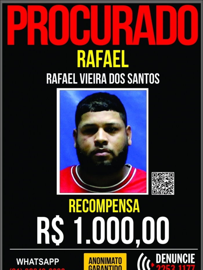 Disque Denúncia oferece recompensa por informações sobre paradeiro de assaltante - Rafael Vieira 