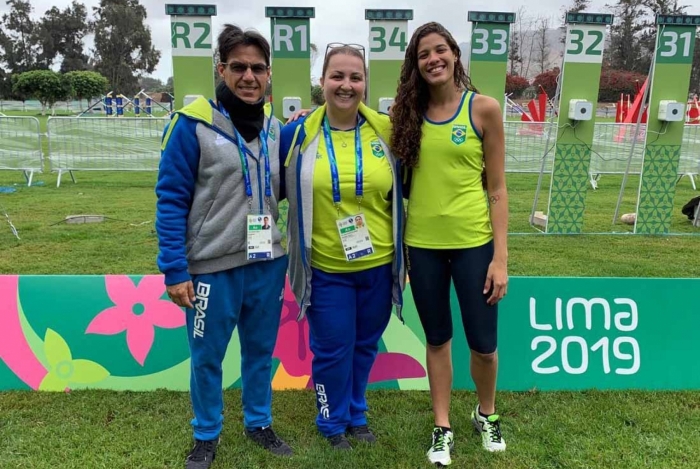Fábio (à esquerda) e Iêda (à direita) nos Jogos Pan-Americanos Lima 2019