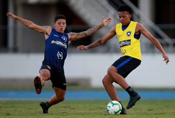 Wenderson e Gustavo Bochecha.Treino do Botafogo no Estadio Nilton Santos. 02 de Abril de 2019, Rio de Janeiro, RJ, Brasil. Foto: Vitor Silva/SSPress/Botafogo.