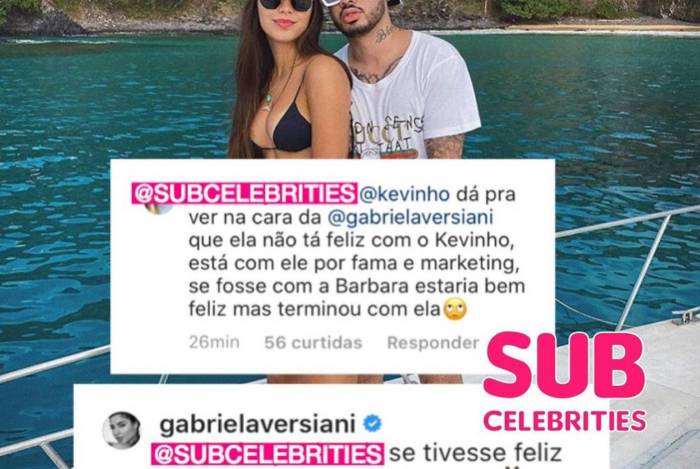 Modelo rebateu coment&aacute;rio de internauta que afirmou que o relacionamento do casal era 'por fama e marketing'