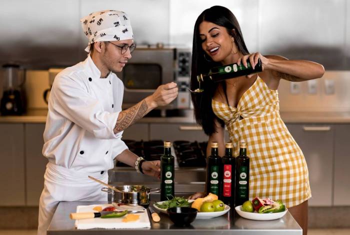 Aline Riscado e Eduardo Giraldes, empres&aacute;rio dono do Azeite Royal