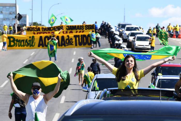 Bolsonaristas em manifestação em Brasília