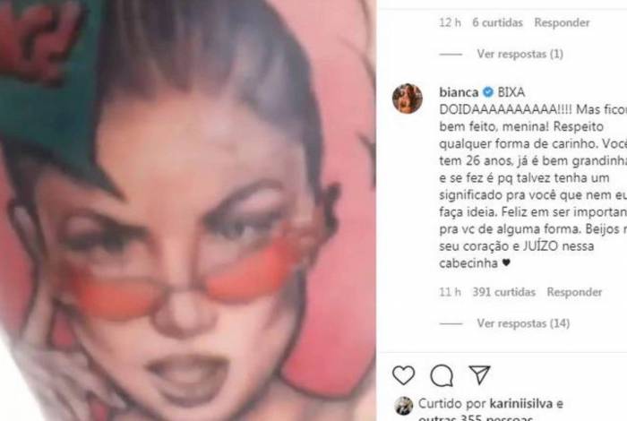Fã tatua rosto de Bianca Andrade