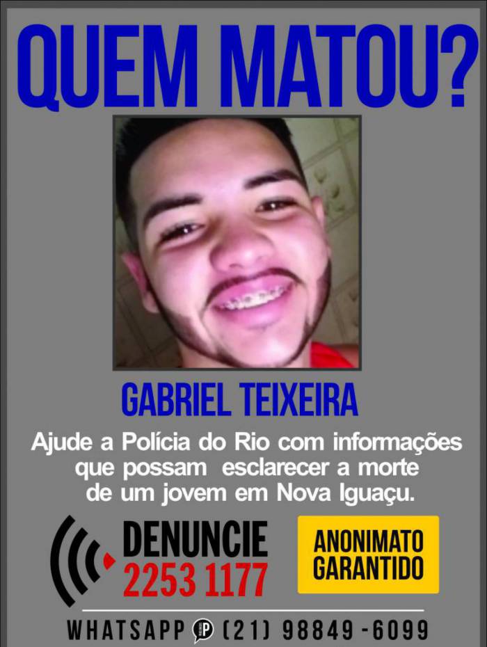Polícia pede informações que ajudem a prender quem matou Gabriel 