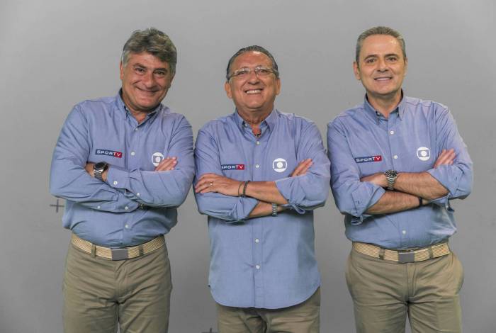 Cléber Machado, Galvão Bueno e Luís Roberto, do esporte da Globo 