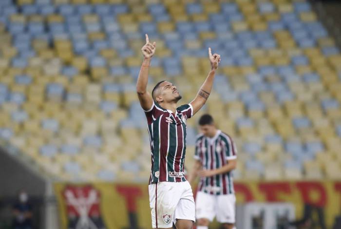 Rio de Janeiro - RJ  - 08/07/2020 - Futebol - Campeonato Carioca 2020 - Jogo valido pela final da Taça Rio - Fluminense x Flamengo, Estadio Mario Filho, Maracana, zona norte do Rio  - na foto, comemoraçao do gol de Gilberto - Foto Reginaldo Pimenta / Agencia O Dia