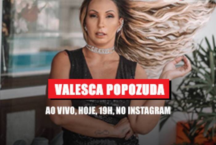 Chamada na home da live com Valesca Popozuda no Meia Hora. 