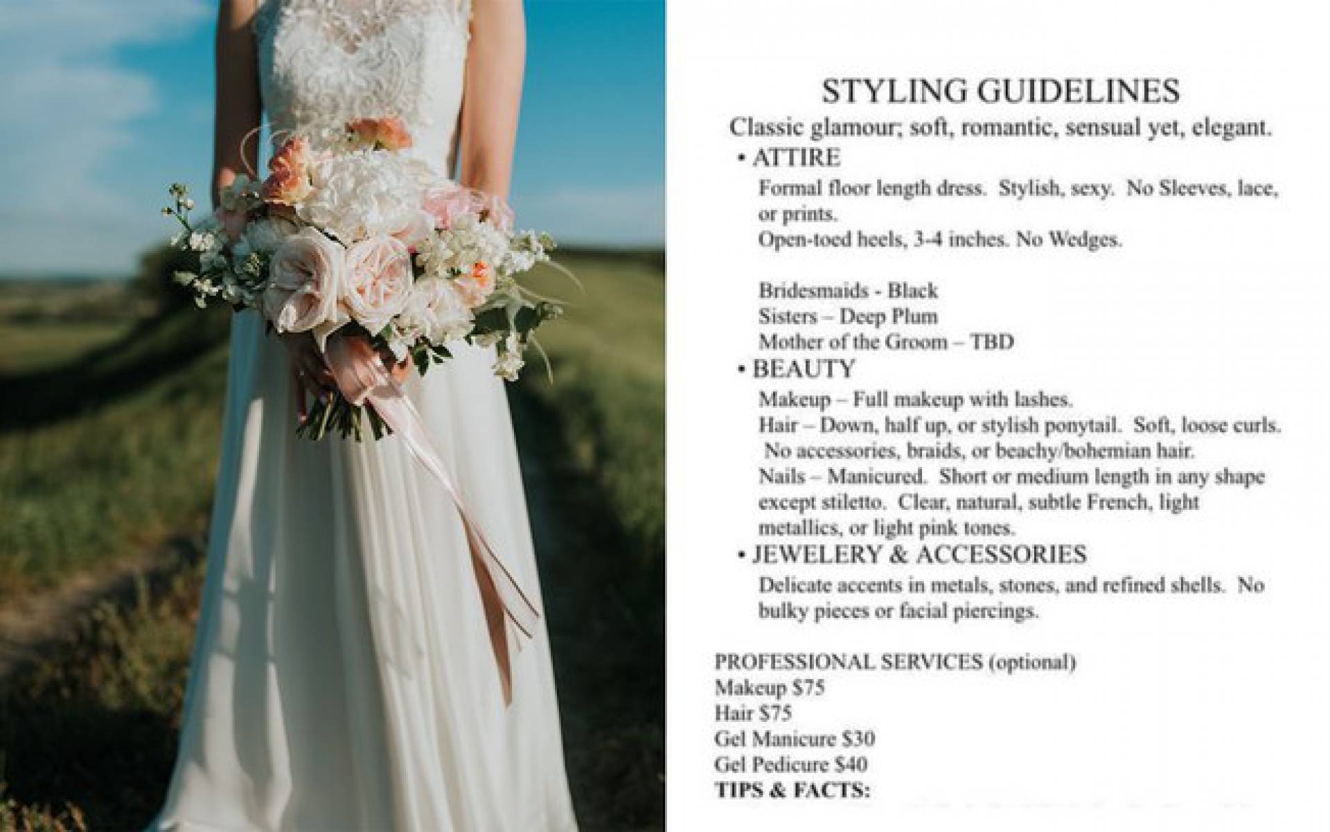 Noiva manda lista com o que convidados podem e não podem usar no casamento
