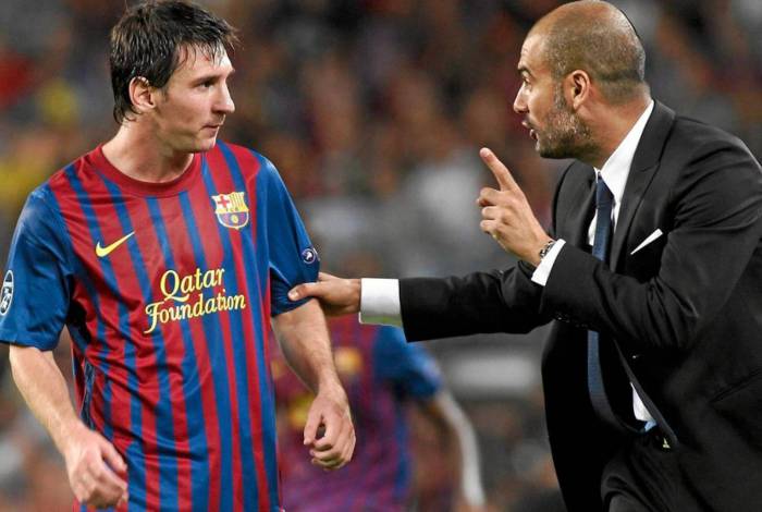 Messi e Guardiola nos tempos de Barcelona