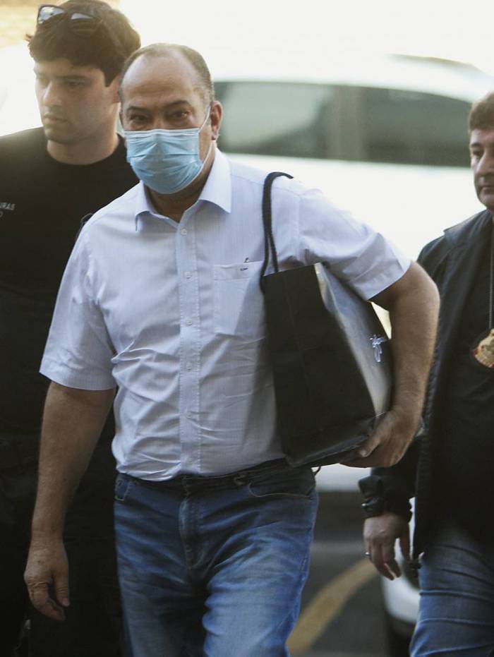 Pastor Everaldo, chegando a sede da Policia Federal, zona portuaria do Rio