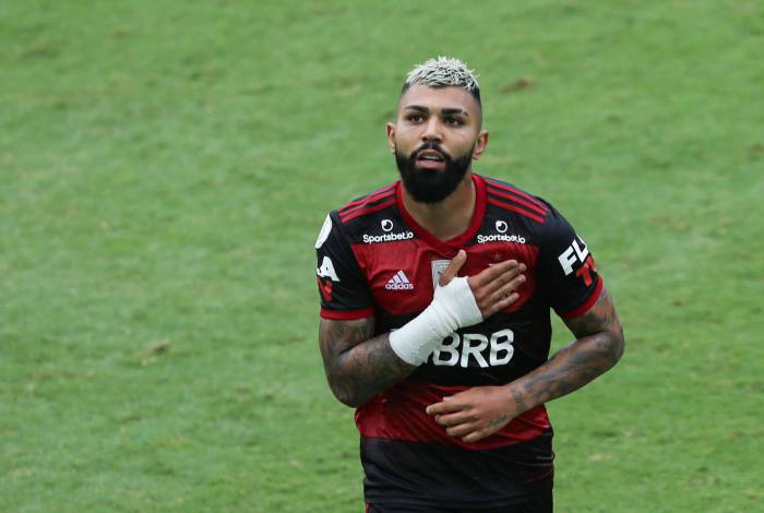 O jogador Gabigol durante a partida entre Santos e Flamengo, vÃ¡lida pelo Campeonato Brasileiro da SÃ©rie A, na Vila Belmiro, em Santos (SP), neste domingo (30).