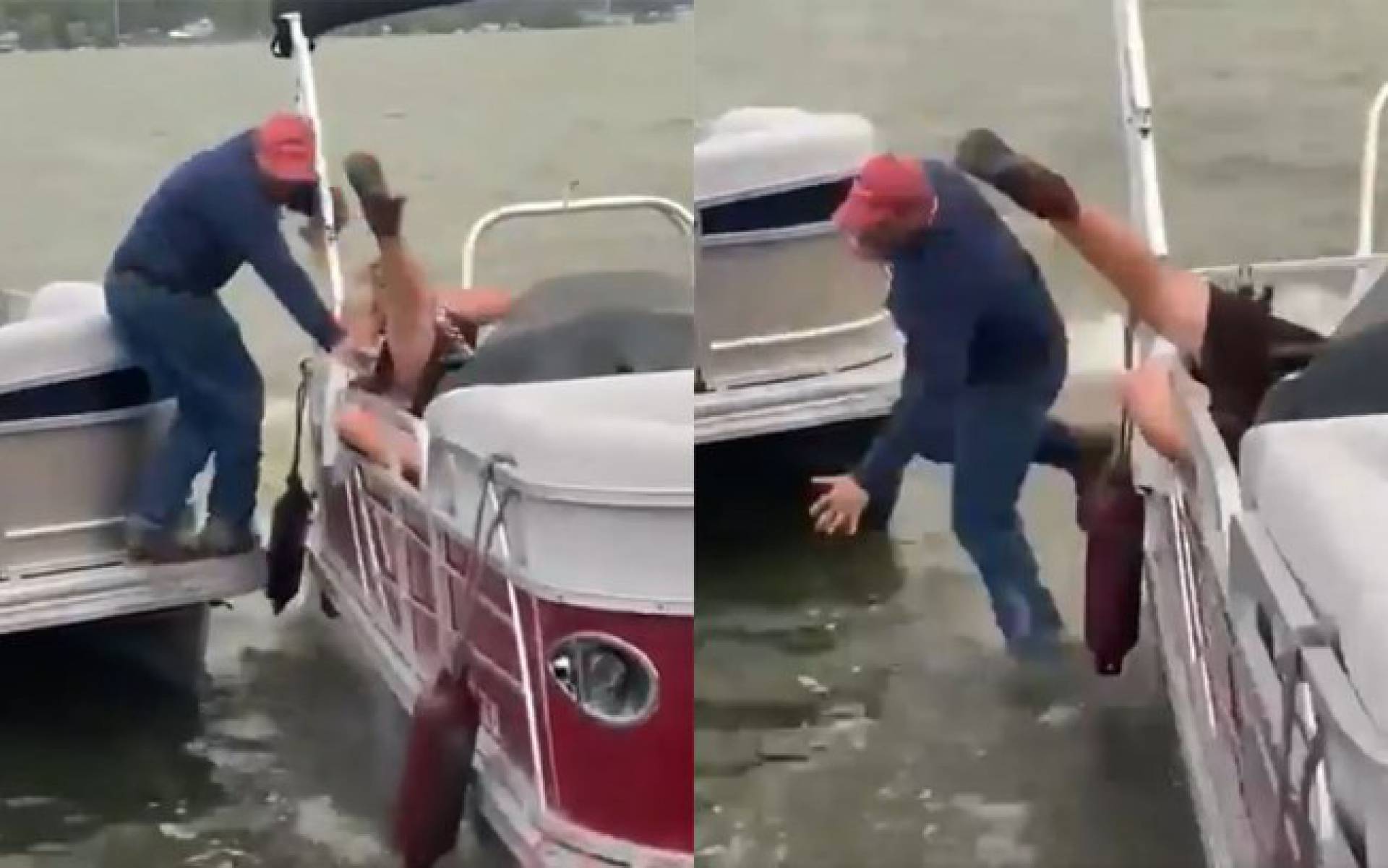 Pedido de casamento dá errado e noivo é derrubado do barco
