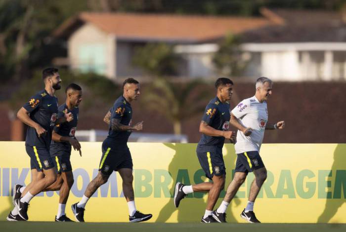 Primeiro treino da Seleção Brasileira na Granja Comary durante a preparação para o jogo contra a Bolívia pela primeira rodada das Eliminatórias da Copa do Mundo 2022. Lucas Figueiredo/CBF