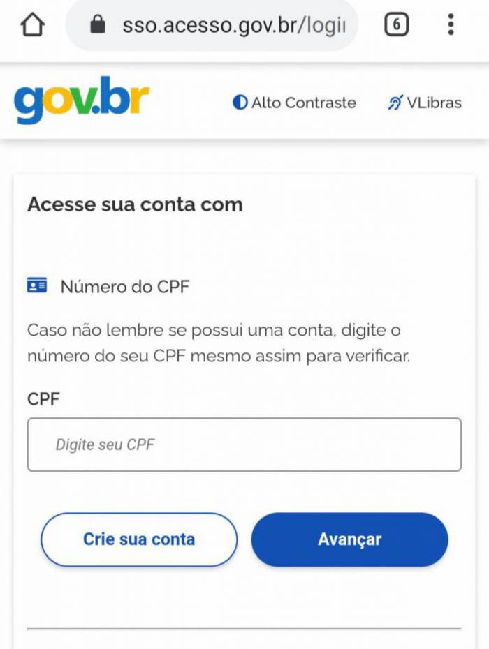 Pelo celular ou computador é possível criar login e senha de acesso