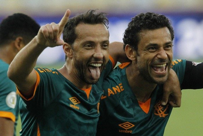 Rio de Janeiro - 05/10/2020 - Nene do Fluminense comemora seu gol durante partida contra a equipe do Bahia no estadio do Maracana valido pelo Campeonato Brasileiro 2020. Foto: Luciano Belford/agencia O Dia