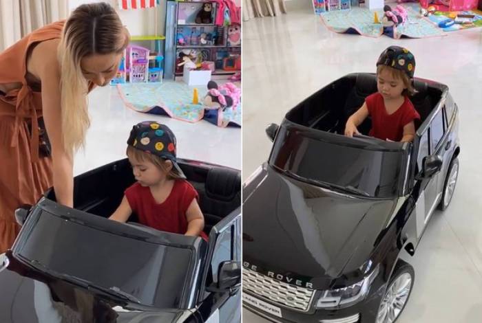 Zoe ganha carrinho elétrico