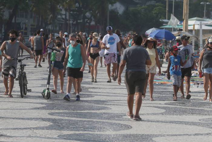 Praia de Copacabana em meio à pandemia