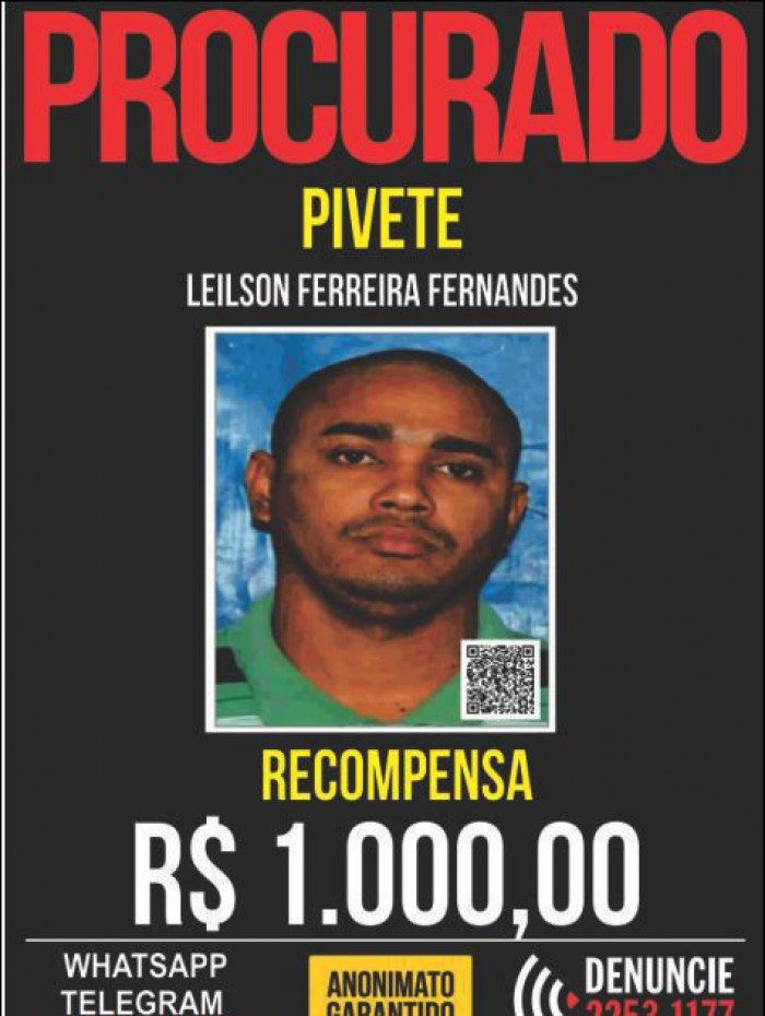 Recompensa pela captura do traficante é de R$ 1 mil - Divulgação / Disque Denúncia