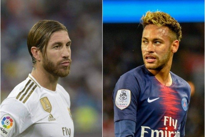 Sergio Ramos (E) e Neymar podem atuar juntos no futebol francês