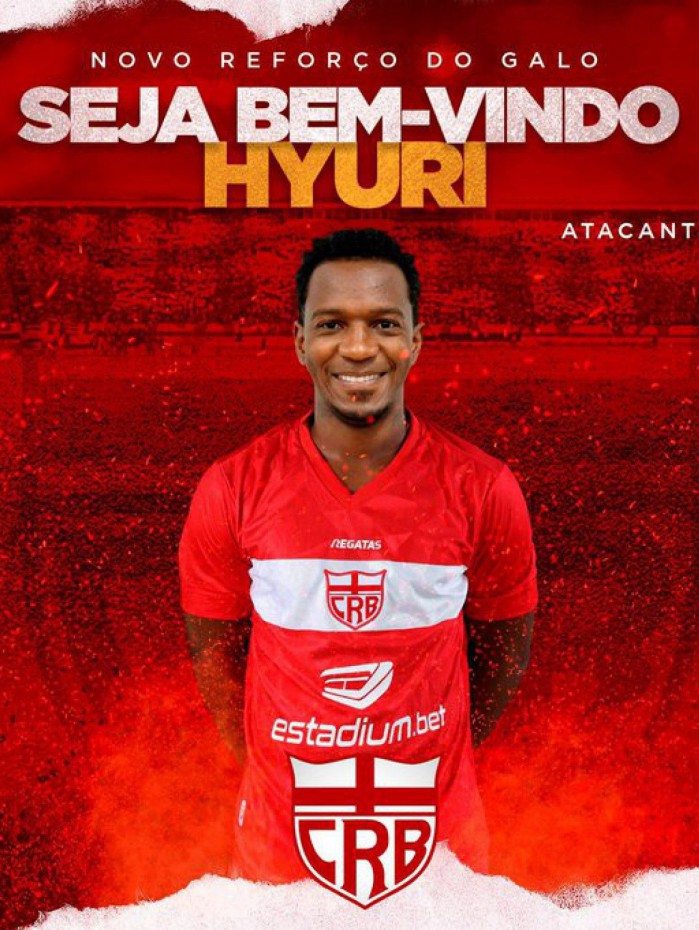 Atacante Hyuri é apresentado como novo reforço do CRB para a sequência da Série B do Campeonato Brasileiro