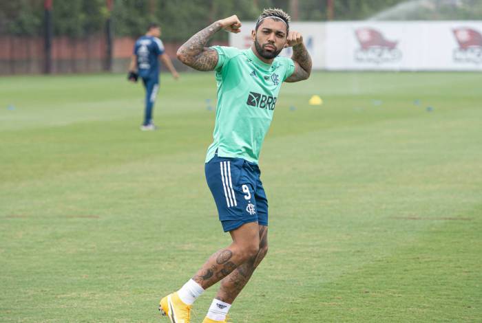 Gabigol durante atividade do Flamengo no Ninho - 10-11-2020