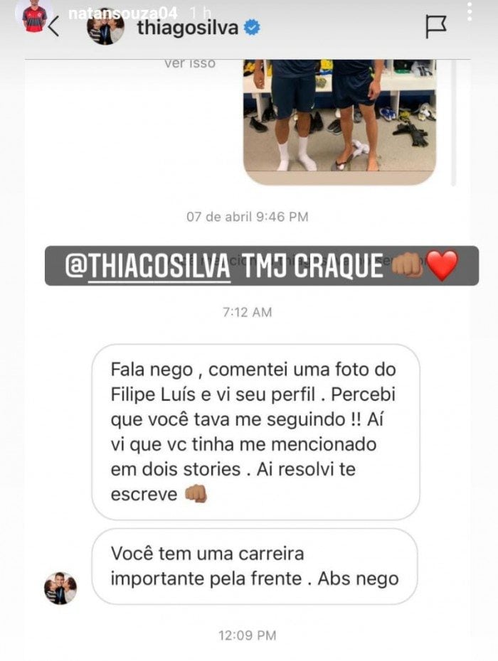 Thiago Silva entrou em contato com Natan