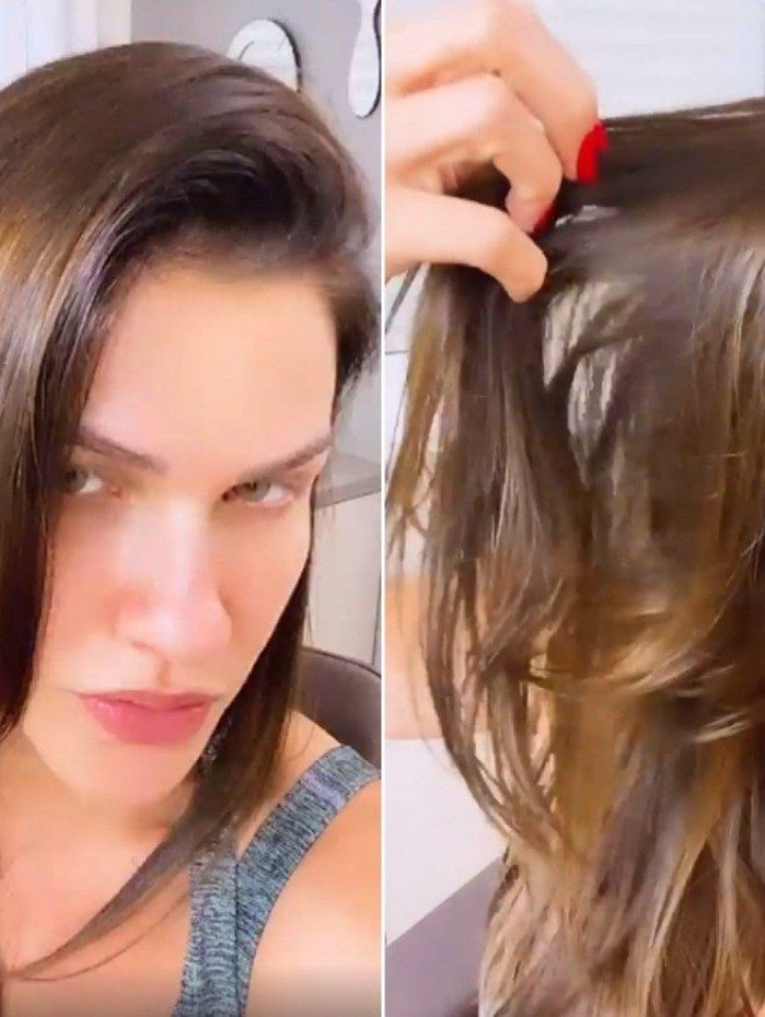 Andressa Suita mostra mechas claras no cabelo