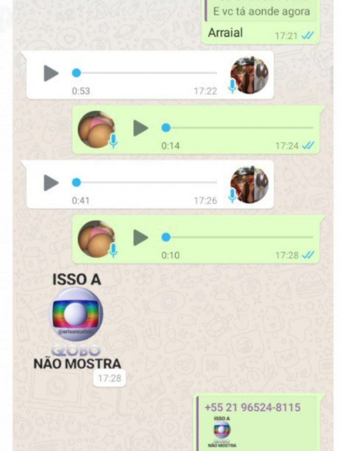 Post da conversa entre acompanhante e Claudio Fits